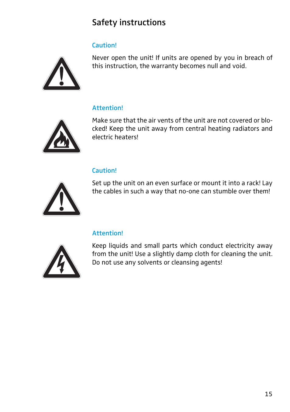 Safety instructions, Caution, Attention | Sennheiser ASP 2 User Manual | Page 3 / 13