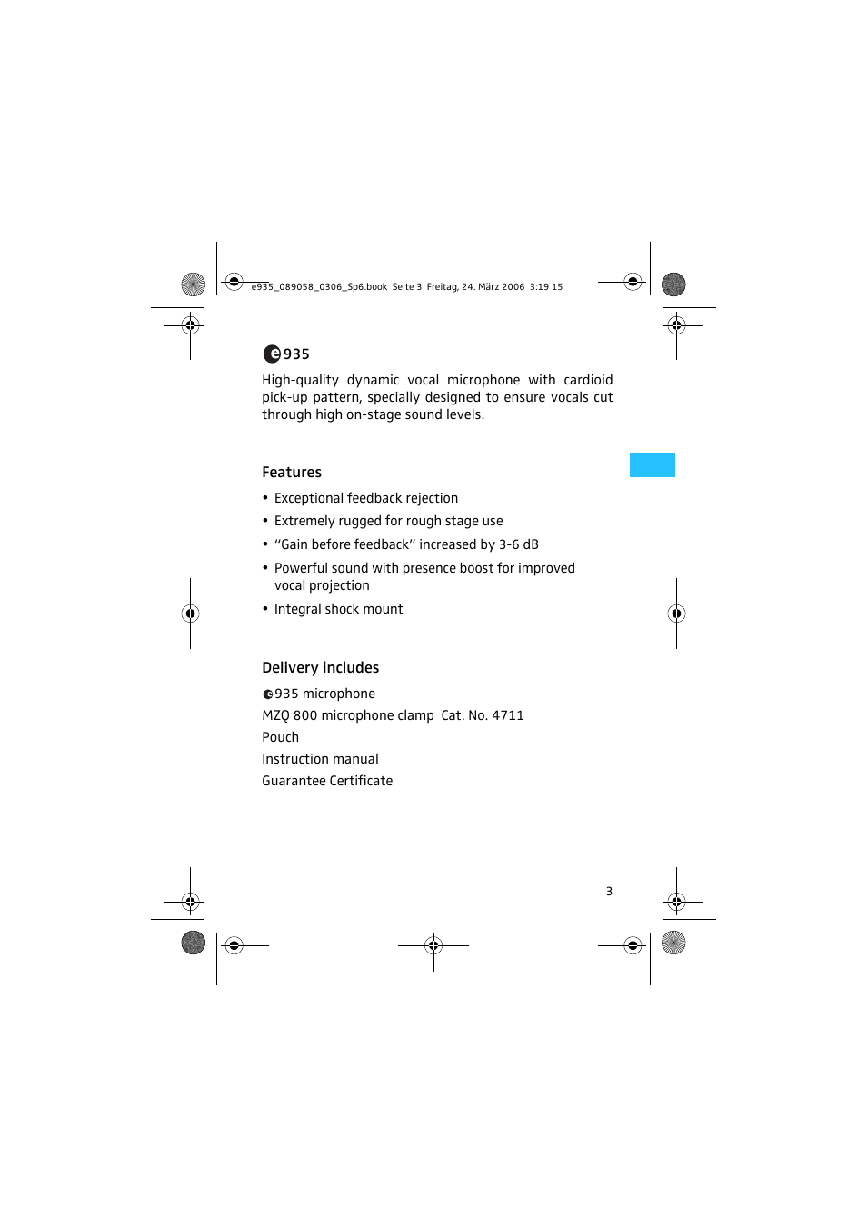 Sennheiser E935 User Manual | Page 3 / 10