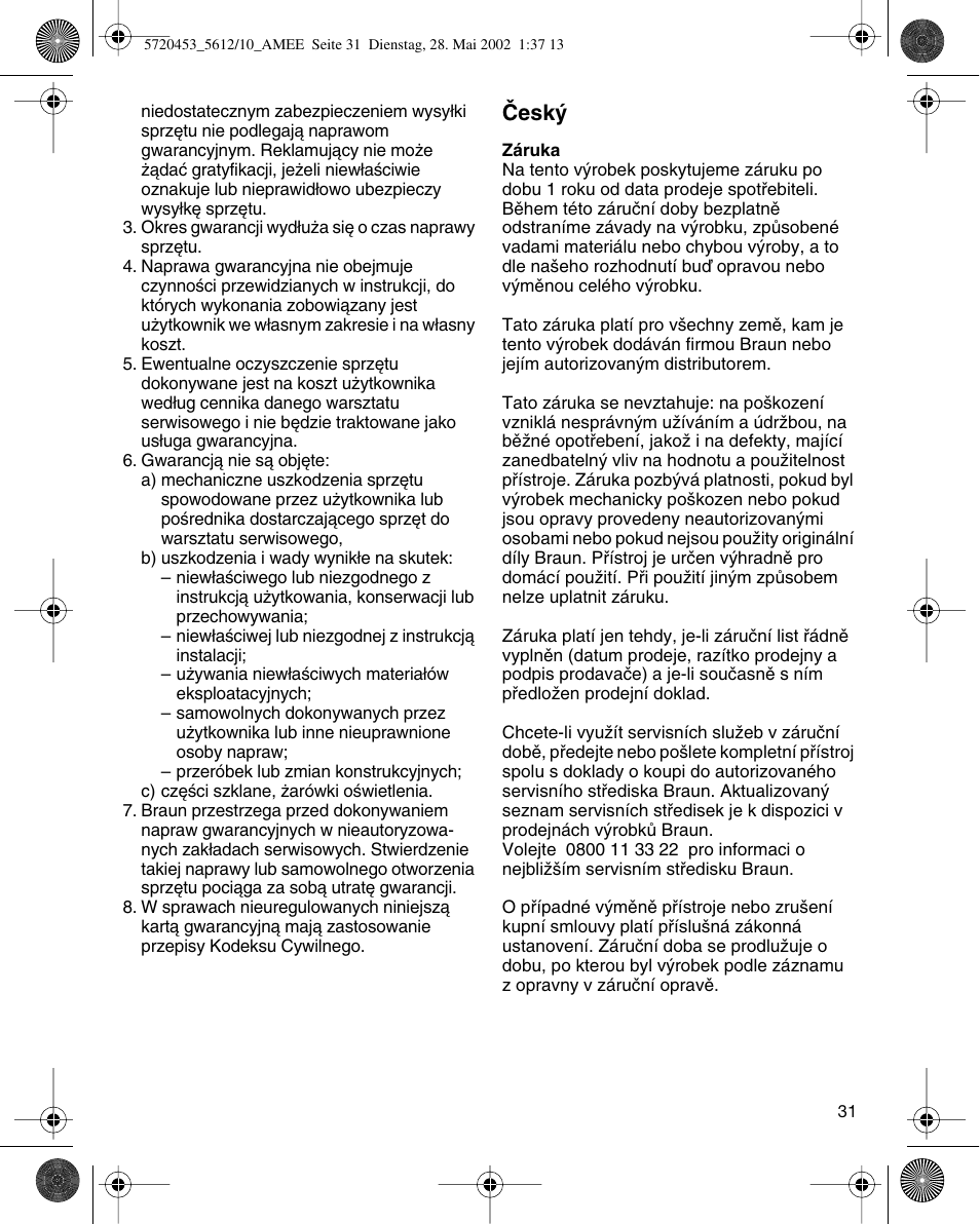 Âesk | Braun 5612 User Manual | Page 31 / 38