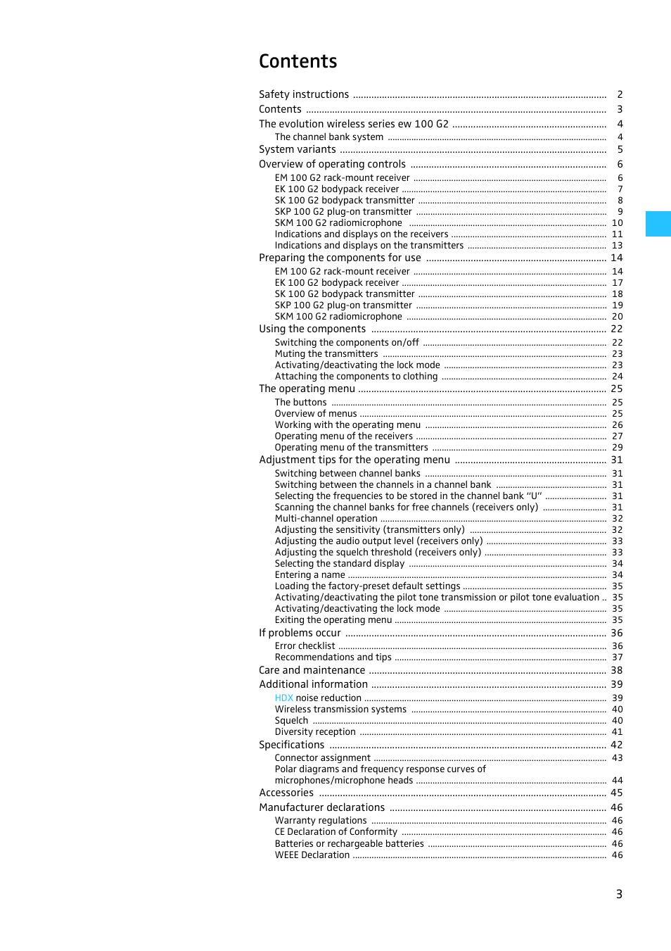Sennheiser EW100 G2 User Manual | Page 3 / 47