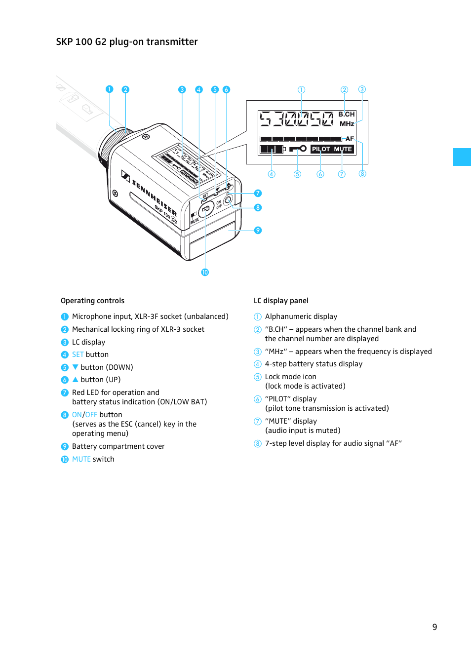 Skp 100 g2 plug-on transmitter | Sennheiser EW100 G2 User Manual | Page 9 / 47