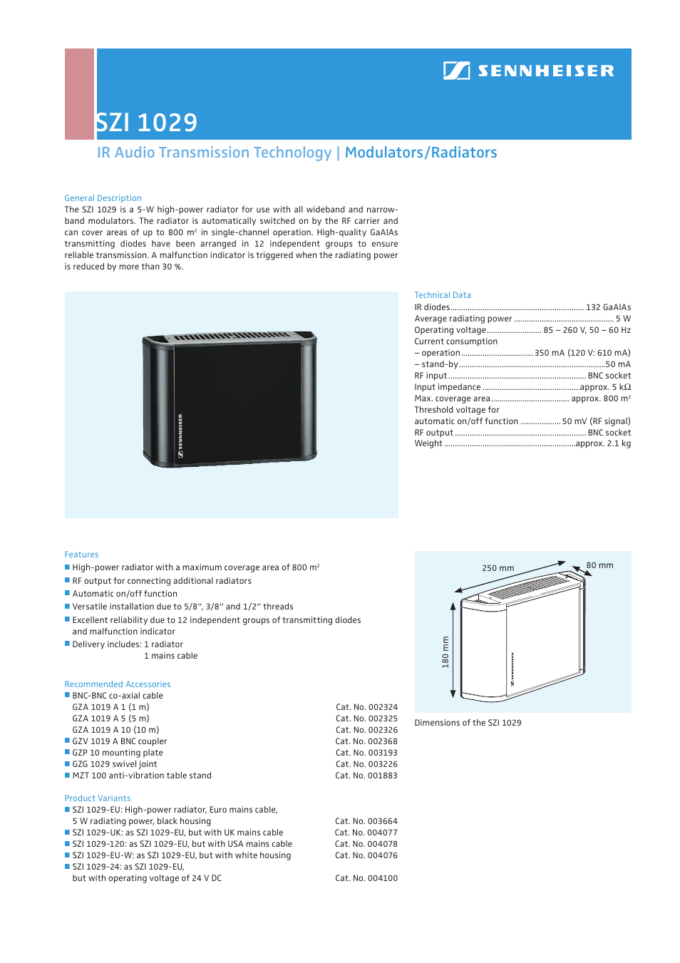 Sennheiser SZI 1029 User Manual | 5 pages