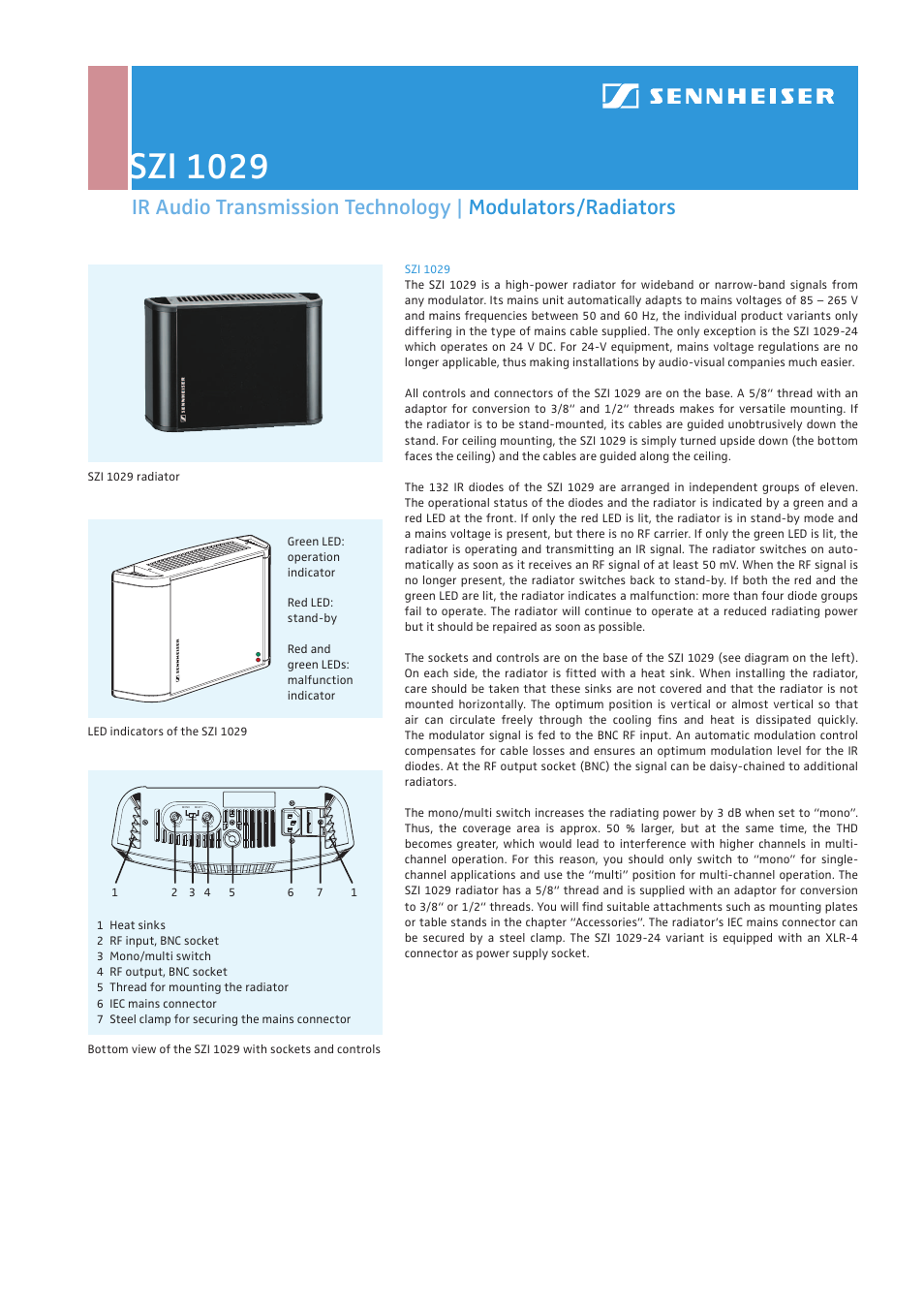 Szi 1029 | Sennheiser SZI 1029 User Manual | Page 3 / 5