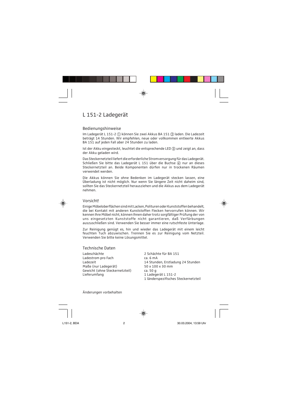 L 151-2 ladegerät | Sennheiser L151-2 User Manual | Page 2 / 8