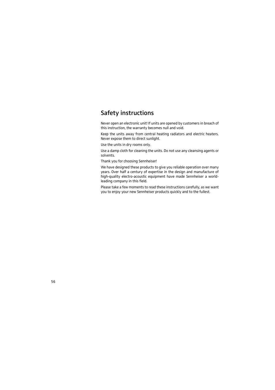 Safety instructions | Sennheiser 2015 User Manual | Page 4 / 61