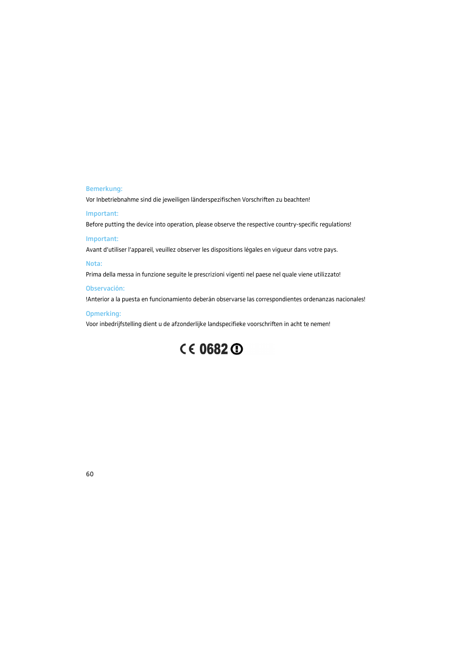 Bemerkung, Important, Nota | Observación, Opmerking | Sennheiser 2015 User Manual | Page 58 / 61
