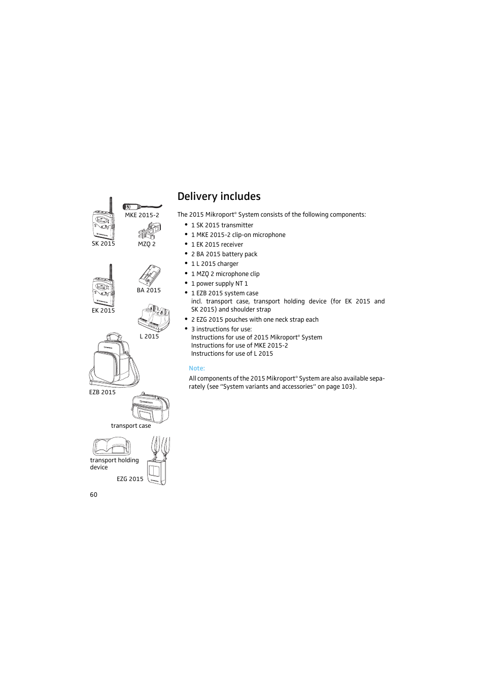 Delivery includes, The transmitter | Sennheiser 2015 User Manual | Page 8 / 61