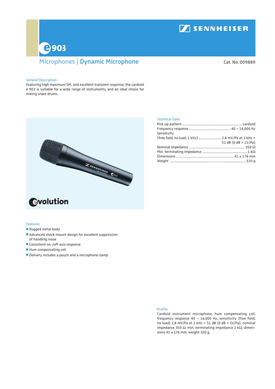 Sennheiser Evolution e903 User Manual | 1 page