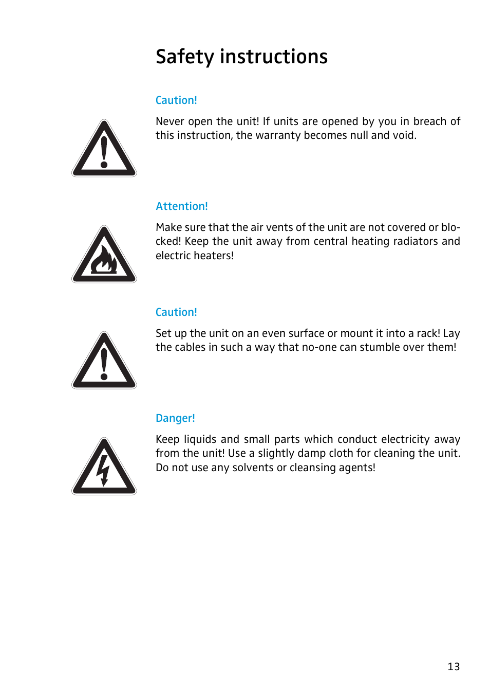 Safety instructions, Caution, Attention | Danger | Sennheiser AC 2 User Manual | Page 3 / 12