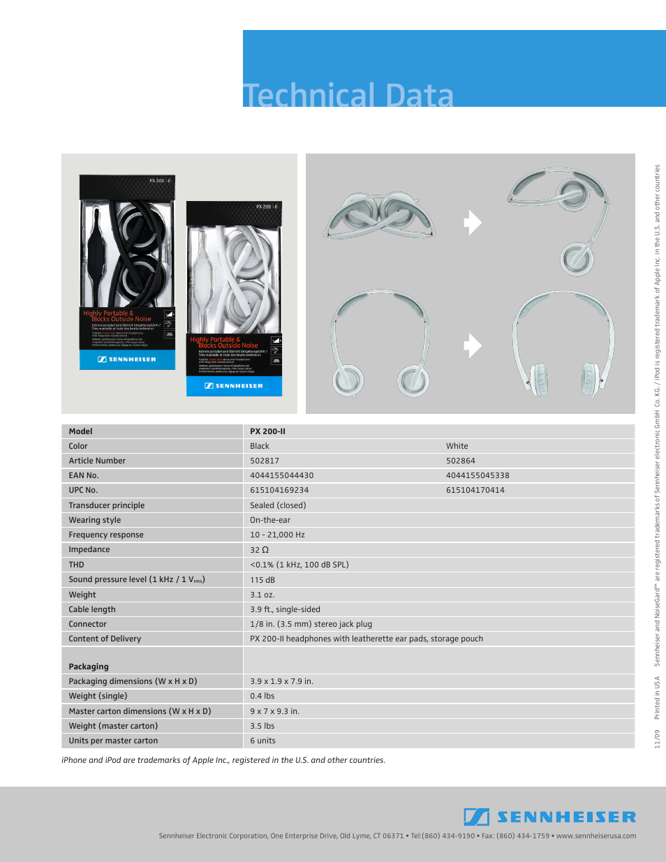 Technical data | Sennheiser 502864 User Manual | Page 2 / 2