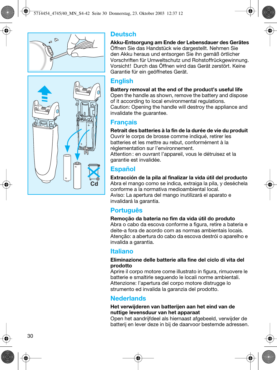 Braun 4745 Fix300 TriControl User Manual | Page 30 / 42