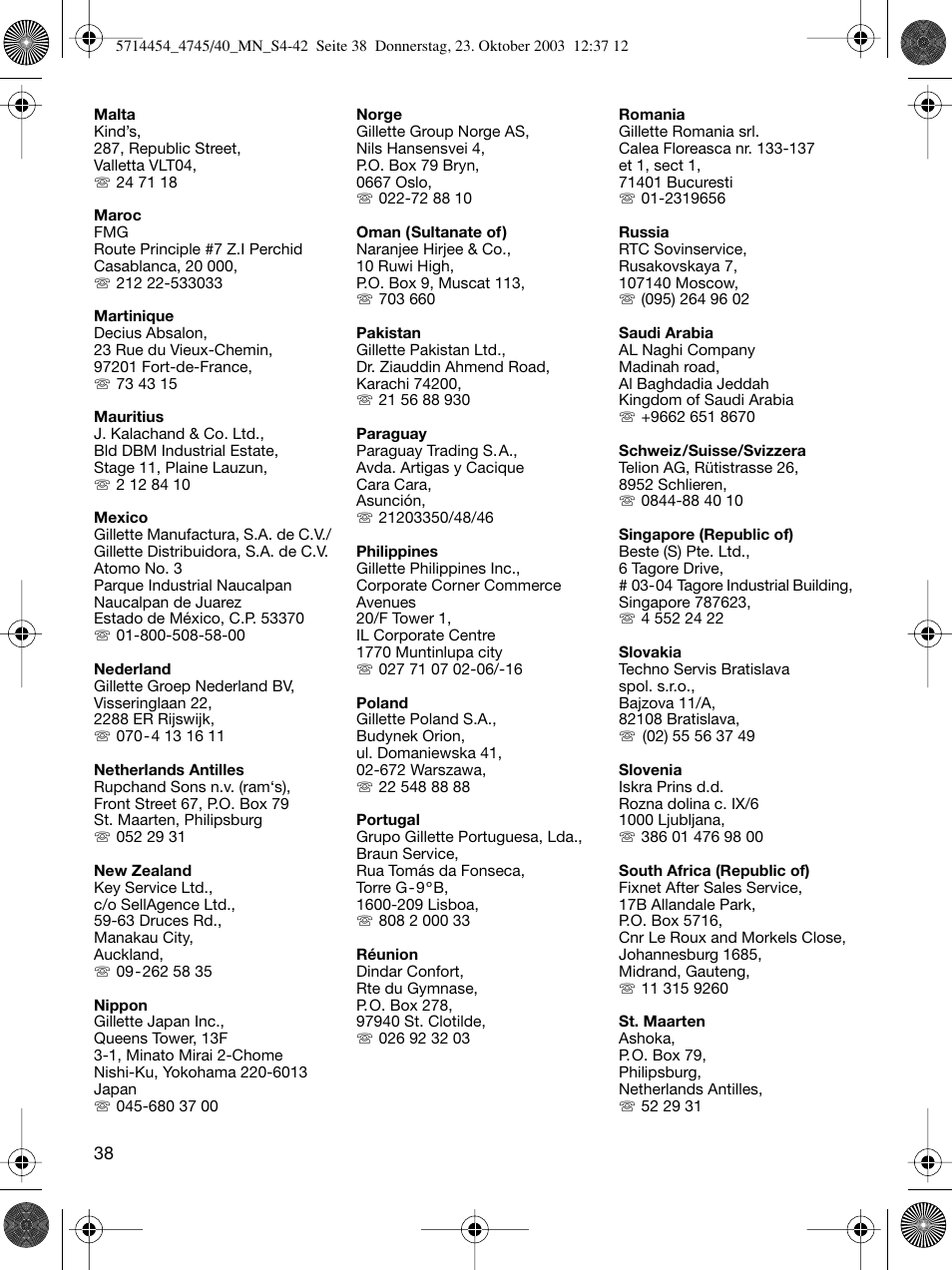 Braun 4745 Fix300 TriControl User Manual | Page 38 / 42