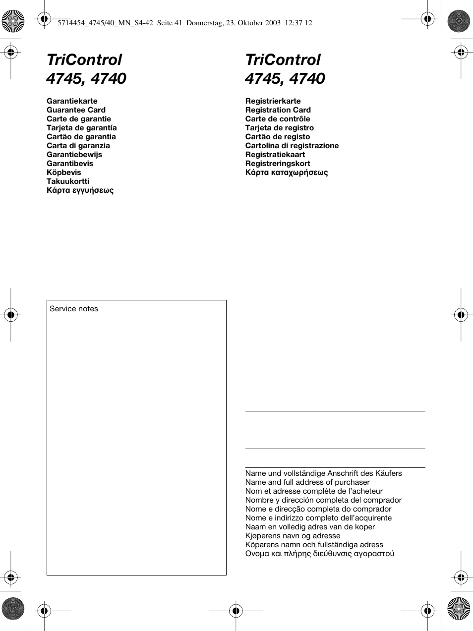 Braun 4745 Fix300 TriControl User Manual | Page 41 / 42