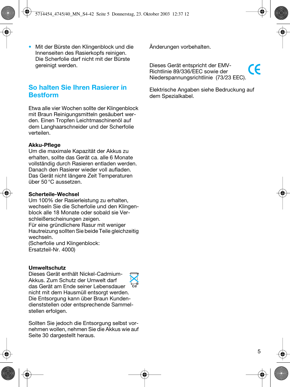 So halten sie ihren rasierer in bestform | Braun 4745 Fix300 TriControl User Manual | Page 5 / 42