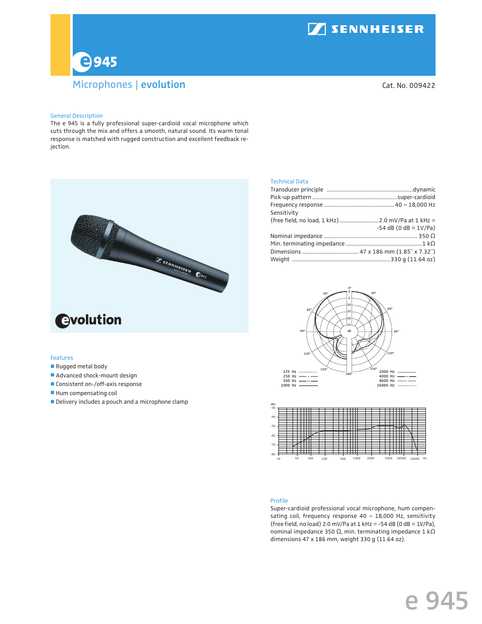 Sennheiser Evolution E 945 User Manual | 1 page
