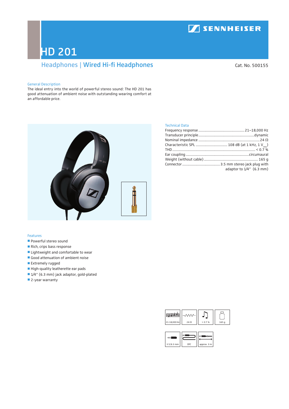 Sennheiser HD 201 User Manual | 1 page