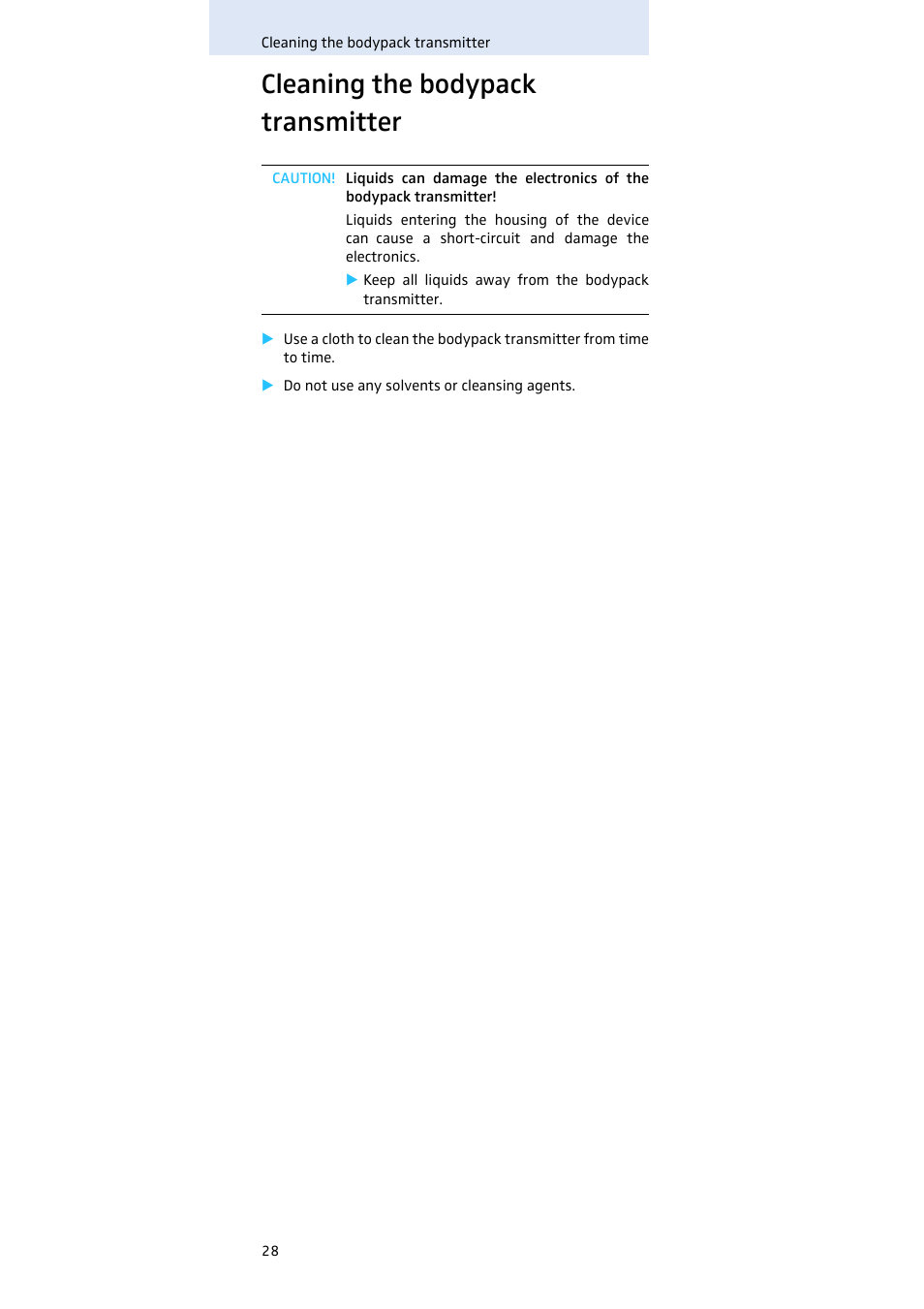 Cleaning the bodypack transmitter | Sennheiser SK 300 User Manual | Page 29 / 41
