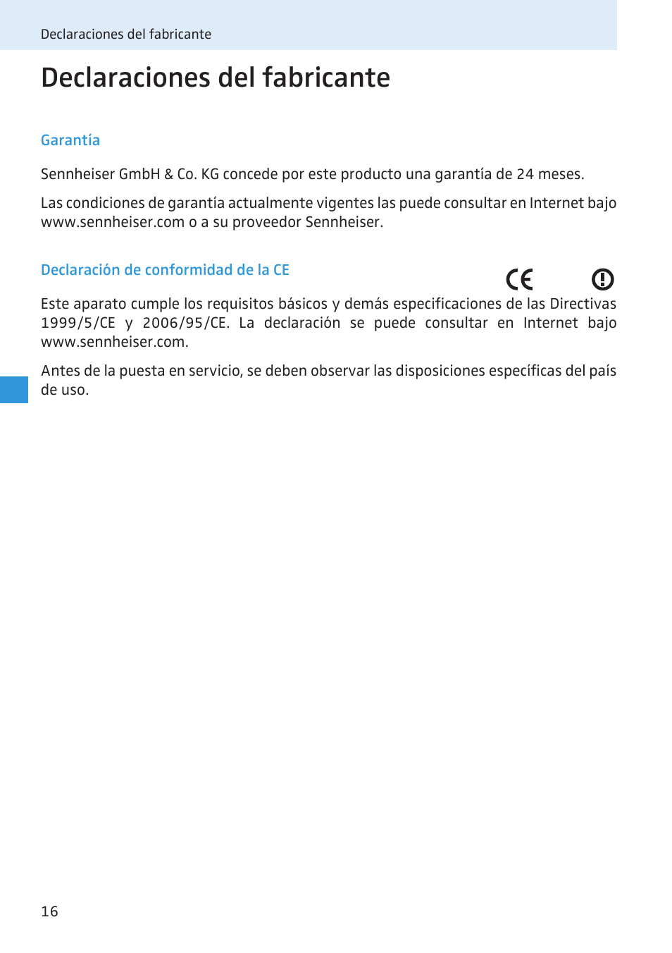 Declaraciones del fabricante | Sennheiser Active Transmitter Combiner 8:1 AC 3200 User Manual | Page 34 / 69
