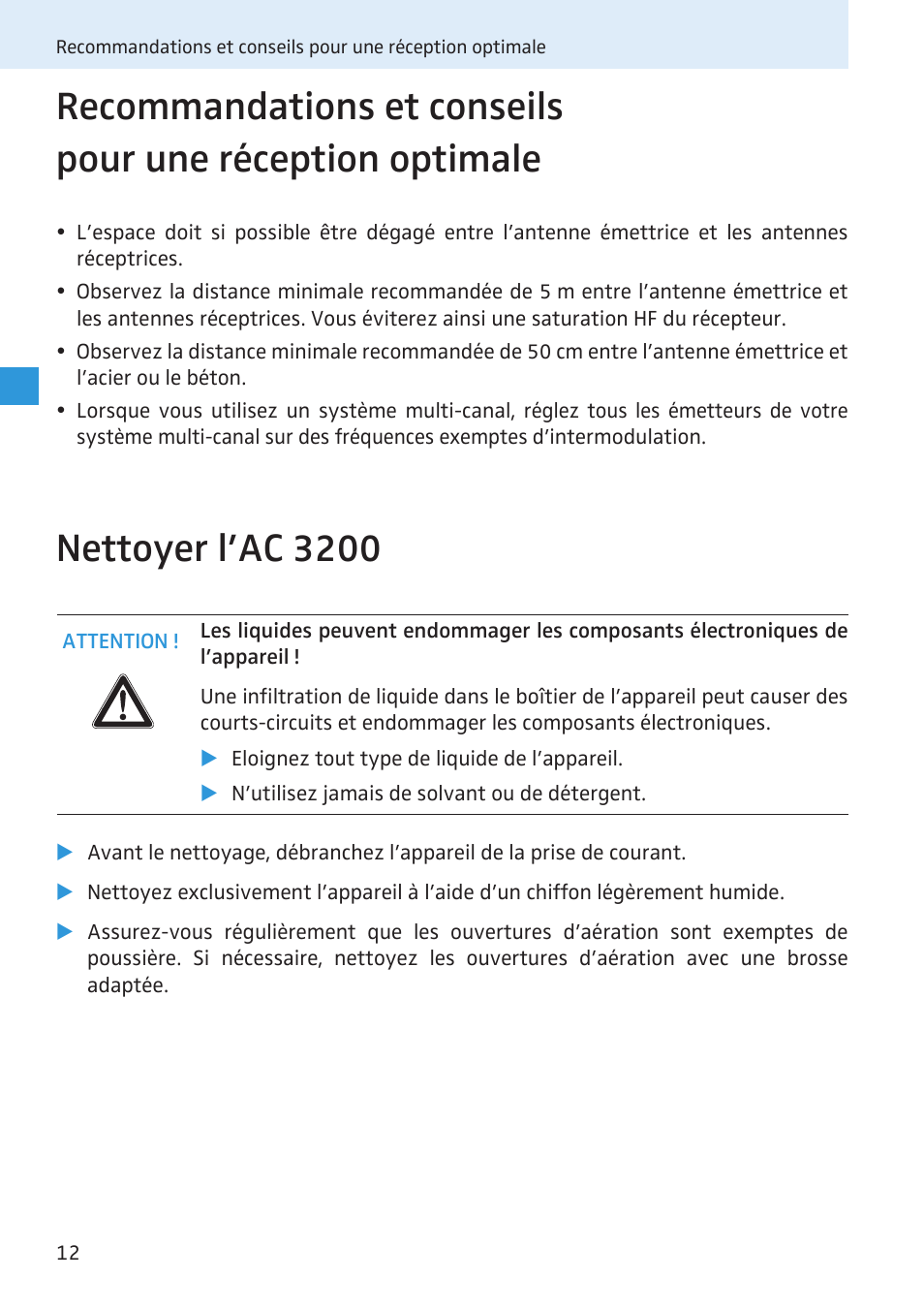 Nettoyer l’ac 3200 | Sennheiser Active Transmitter Combiner 8:1 AC 3200 User Manual | Page 47 / 69