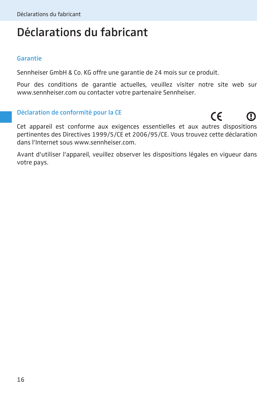 Déclarations du fabricant | Sennheiser Active Transmitter Combiner 8:1 AC 3200 User Manual | Page 51 / 69