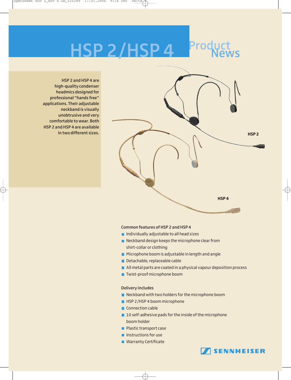 Sennheiser HSP 2-M User Manual | 4 pages