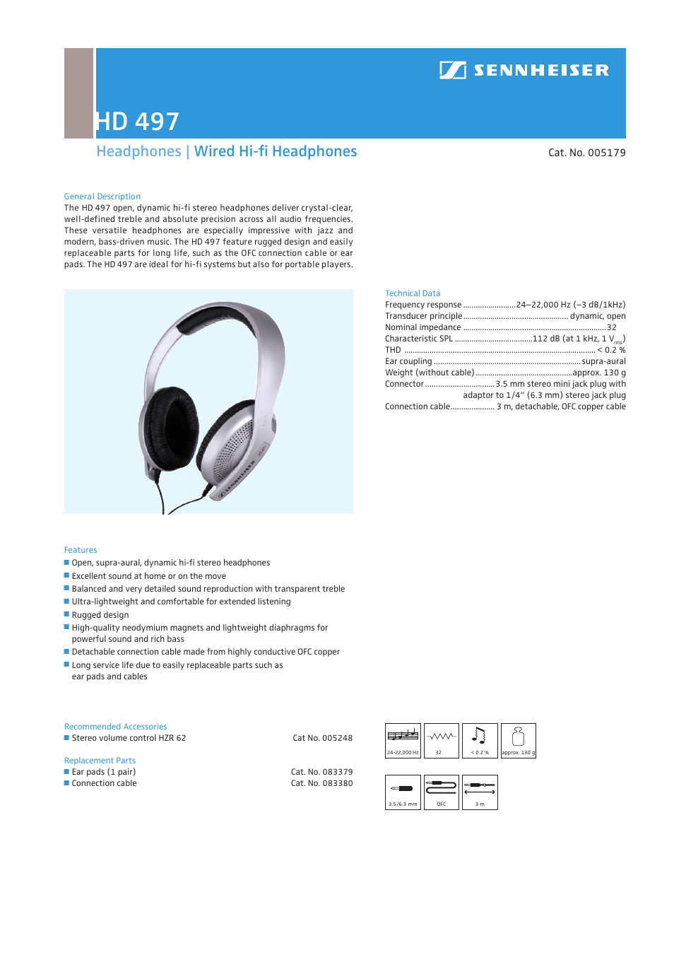 Sennheiser HD 497 User Manual | 1 page