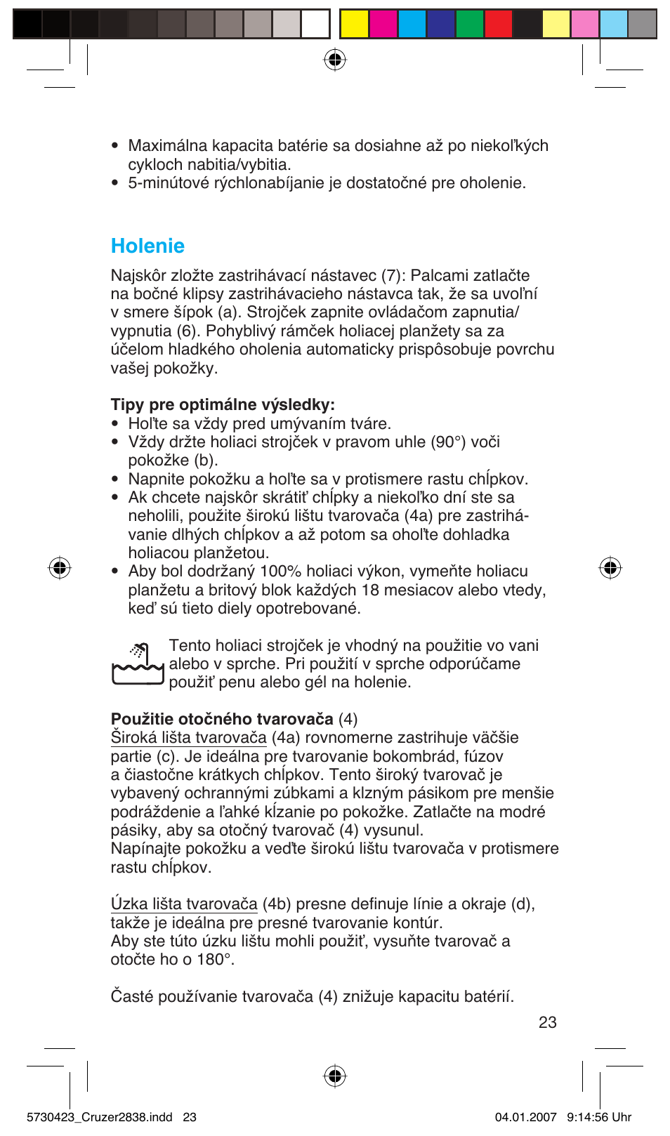 Holenie | Braun 2838 User Manual | Page 23 / 67
