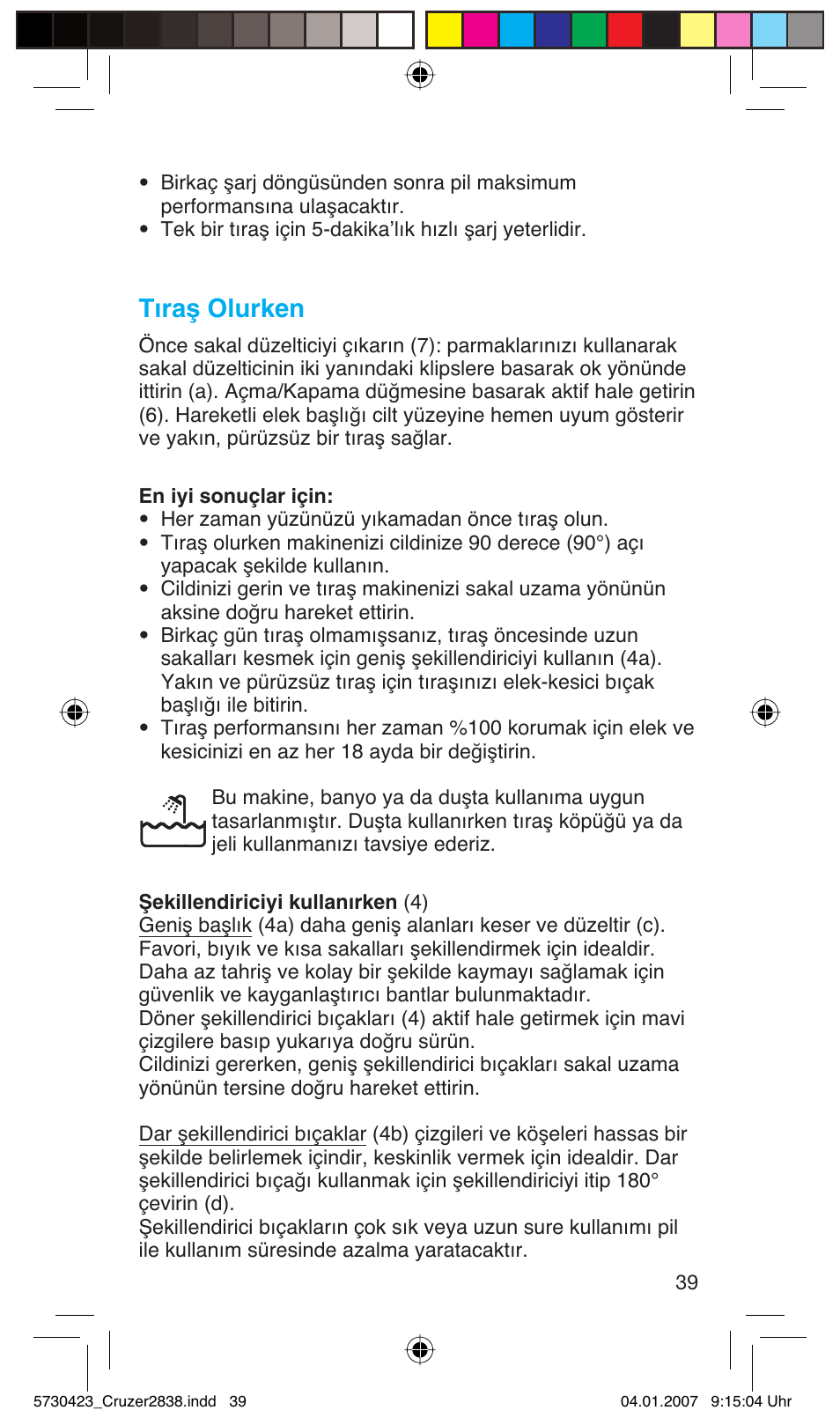 Tıraş olurken | Braun 2838 User Manual | Page 39 / 67