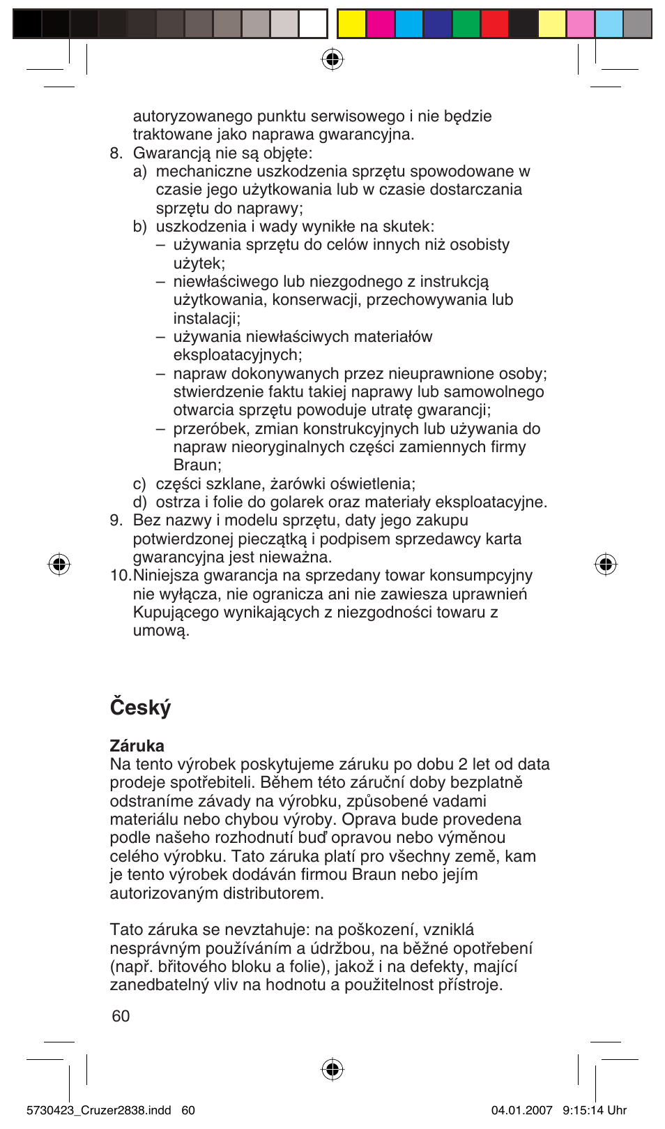 Âesk | Braun 2838 User Manual | Page 60 / 67