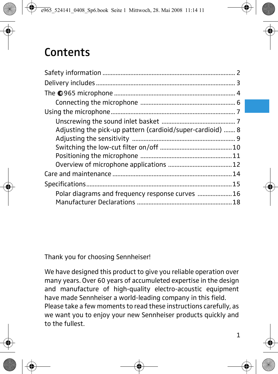 Sennheiser e965 User Manual | Page 3 / 21
