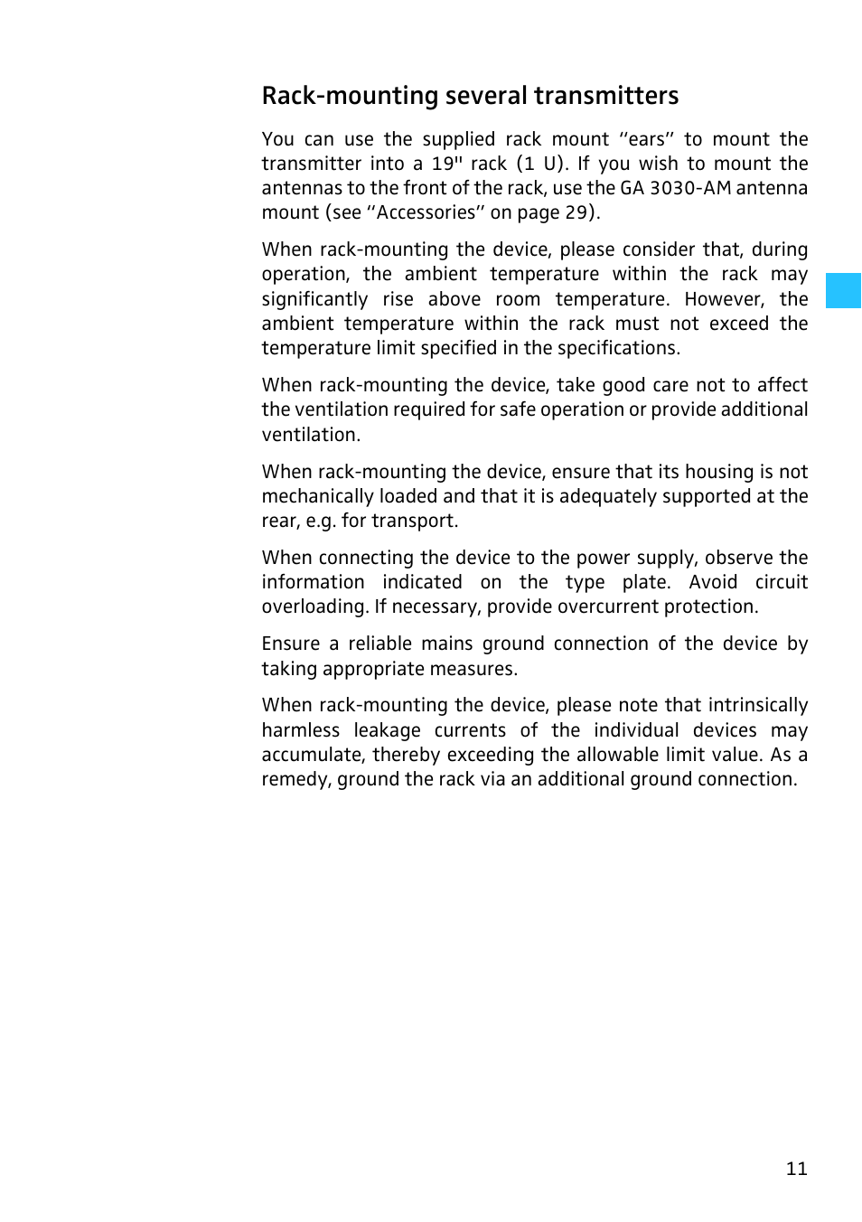 Rack-mounting several transmitters | Sennheiser SR 3254 User Manual | Page 12 / 32