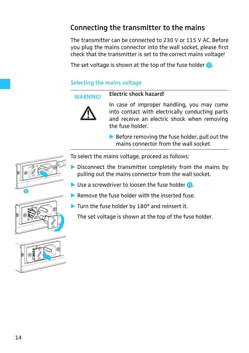 Connecting the transmitter to the mains | Sennheiser SR 3254 User Manual | Page 15 / 32