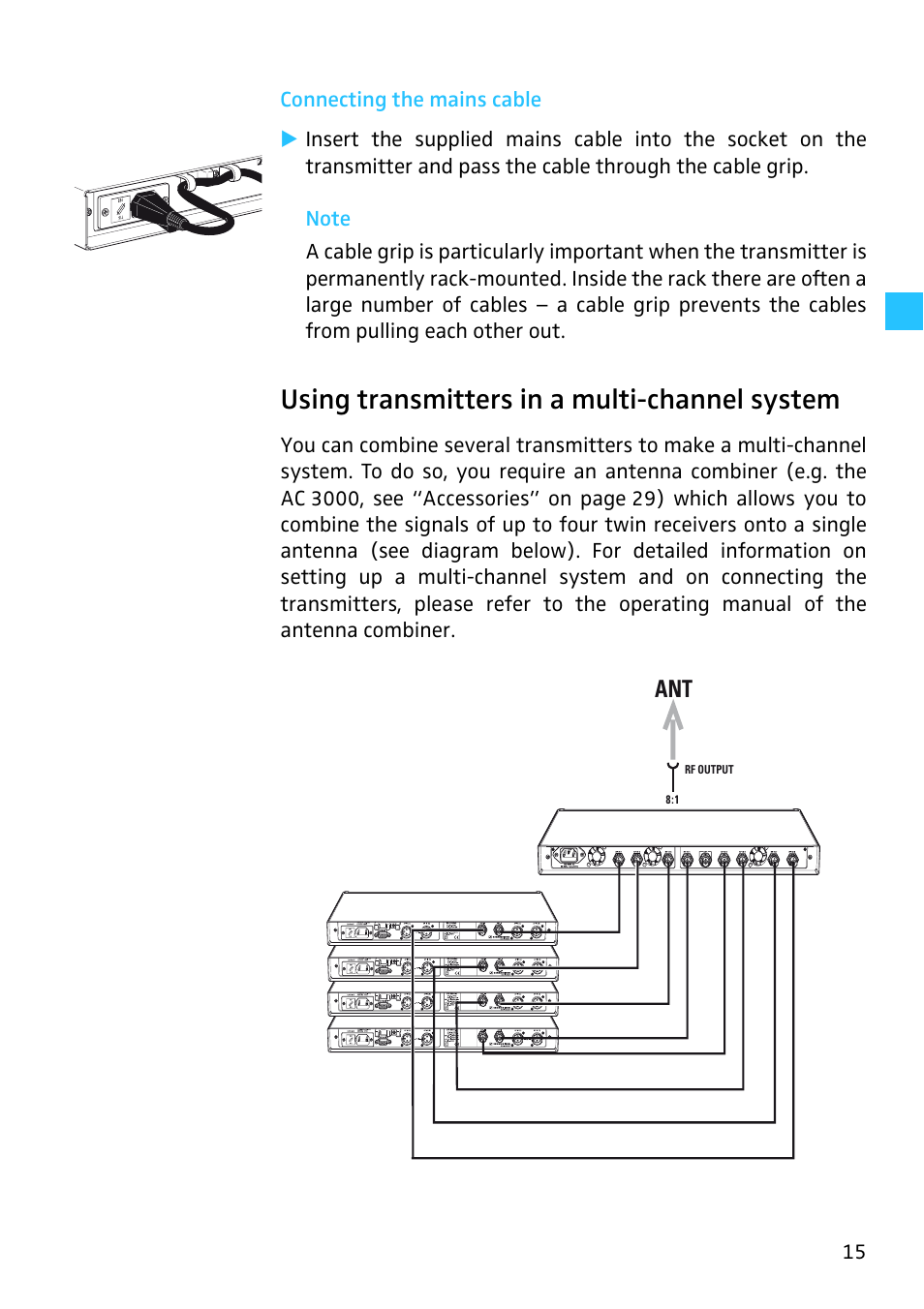 Using transmitters in a multi-channel system | Sennheiser SR 3254 User Manual | Page 16 / 32