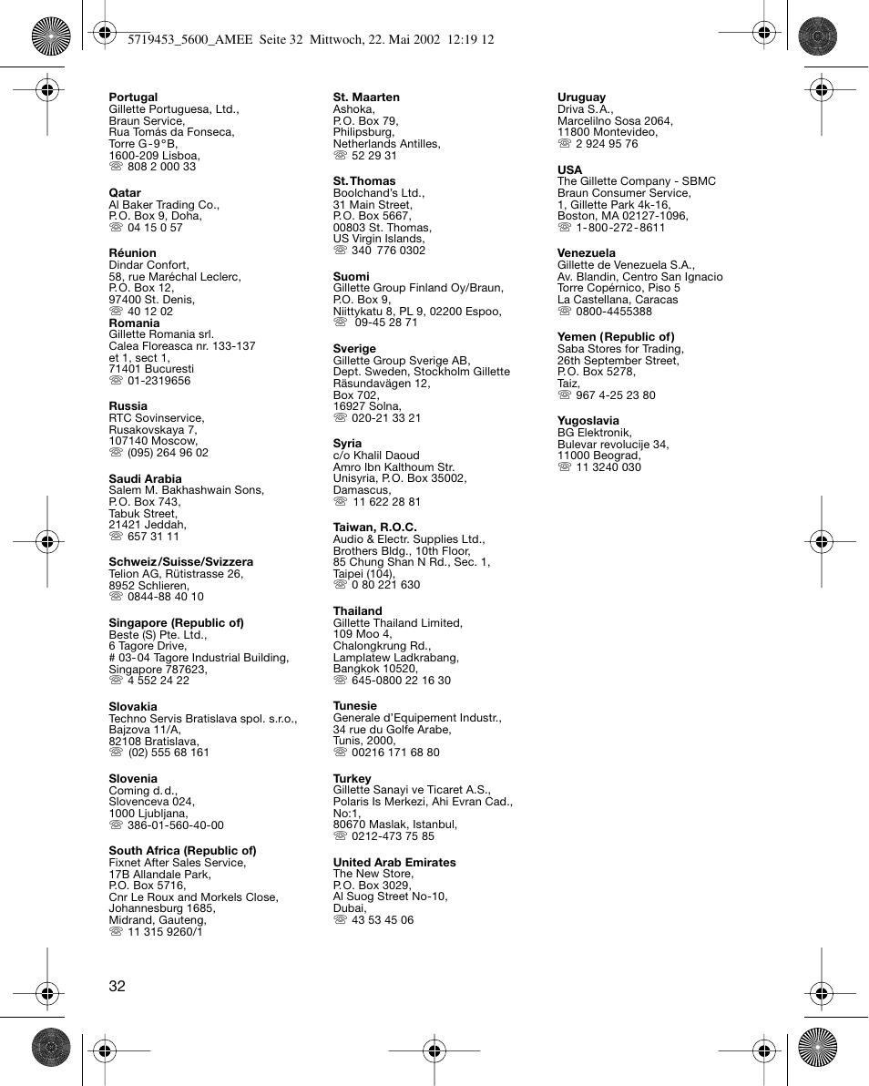 Braun 5600 User Manual | Page 32 / 32