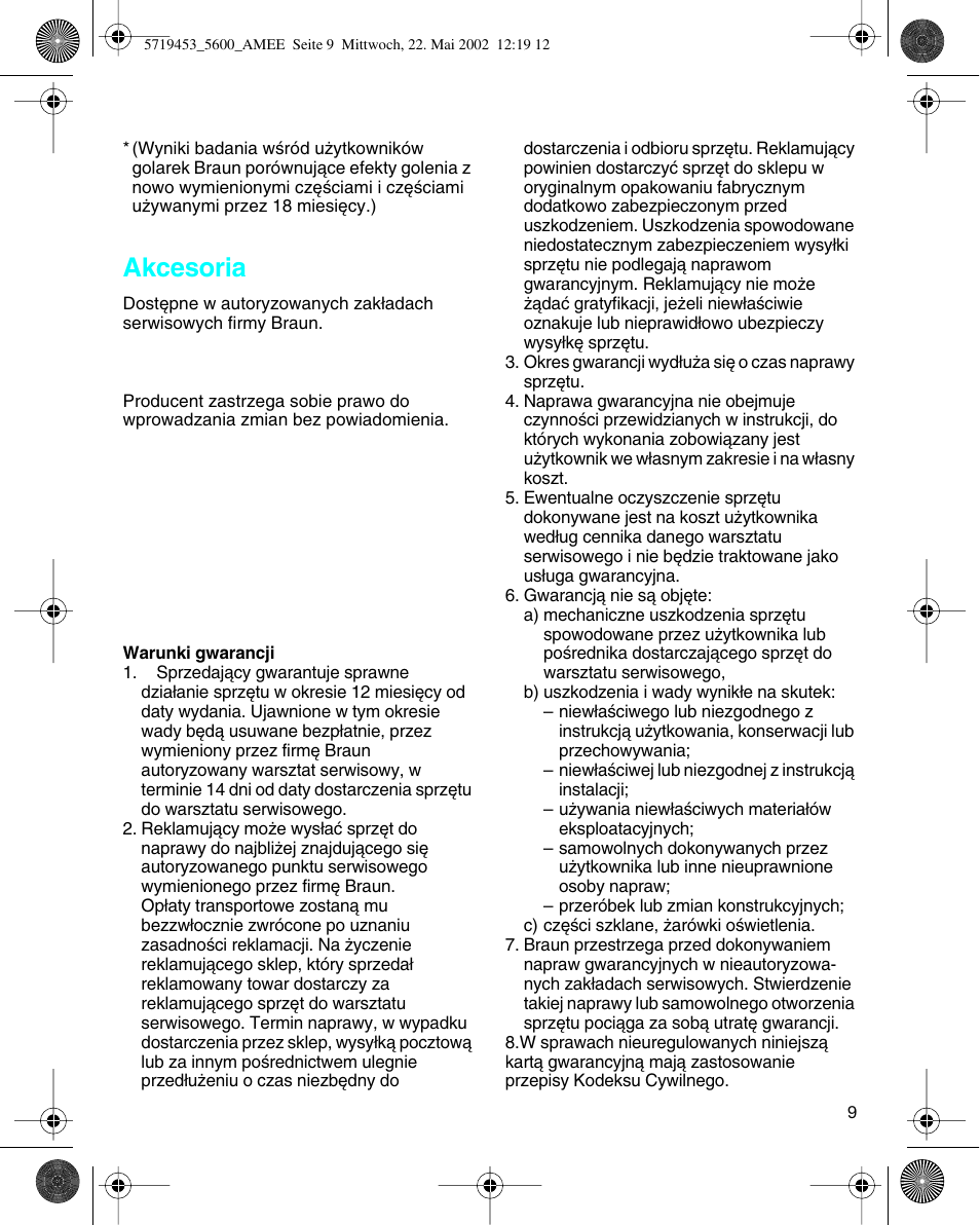 Akcesoria | Braun 5600 User Manual | Page 9 / 32