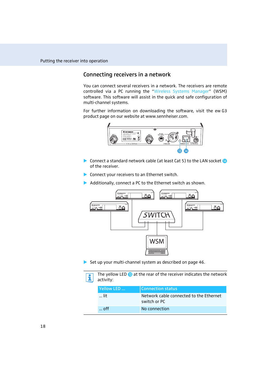 Connecting receivers in a network | Sennheiser EM500 User Manual | Page 19 / 64