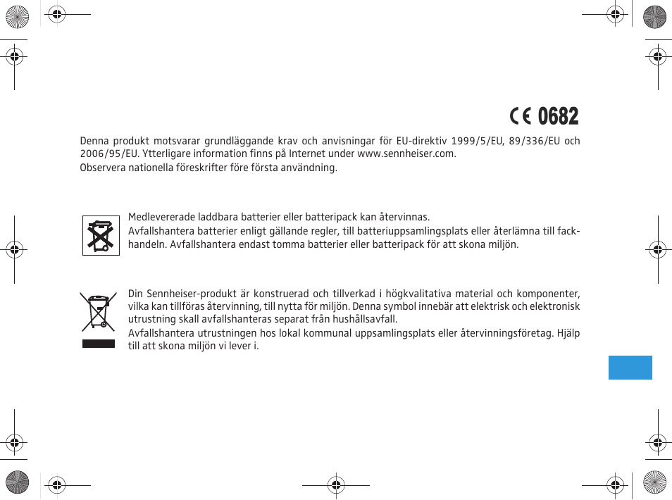 Tillverkardeklaration eu-konformitetsdeklaration, Laddbara batterier och batteripack, Weee-deklaration | Sennheiser Set 820 S User Manual | Page 155 / 156