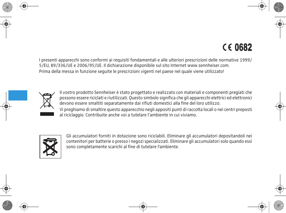 Weee dichiarazione del costruttore, Accumulatori | Sennheiser Set 820 S User Manual | Page 92 / 156