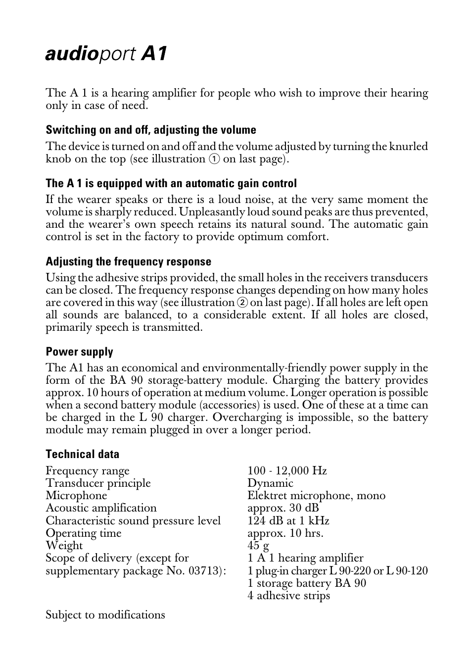 Instructions for use | Sennheiser A1 User Manual | Page 3 / 8