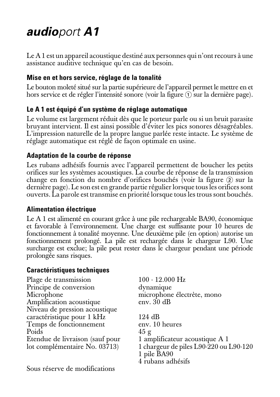 Instructions pour l'usage | Sennheiser A1 User Manual | Page 4 / 8