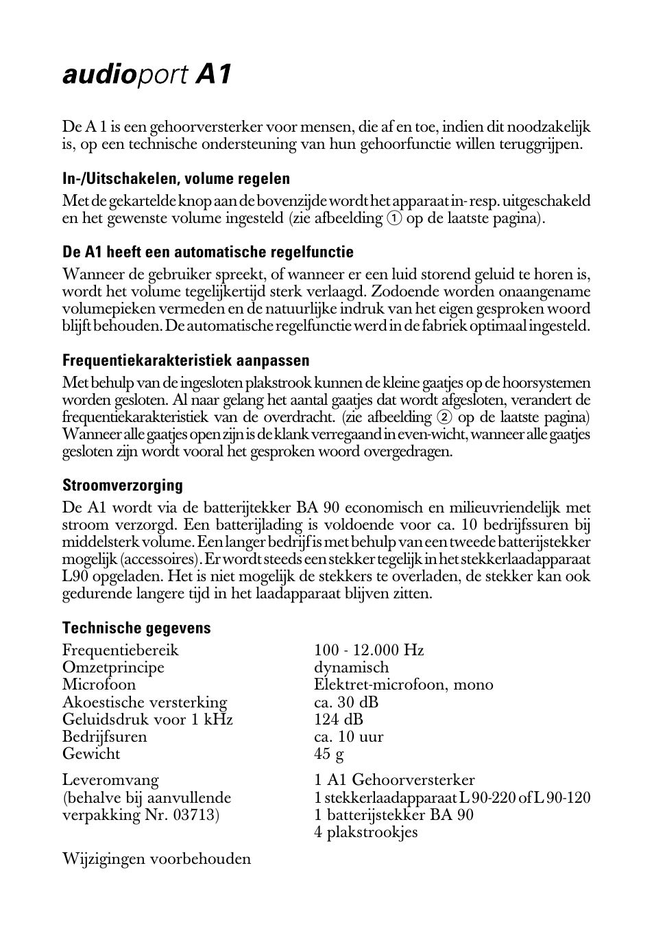 Gebruiksaanwijzing | Sennheiser A1 User Manual | Page 7 / 8