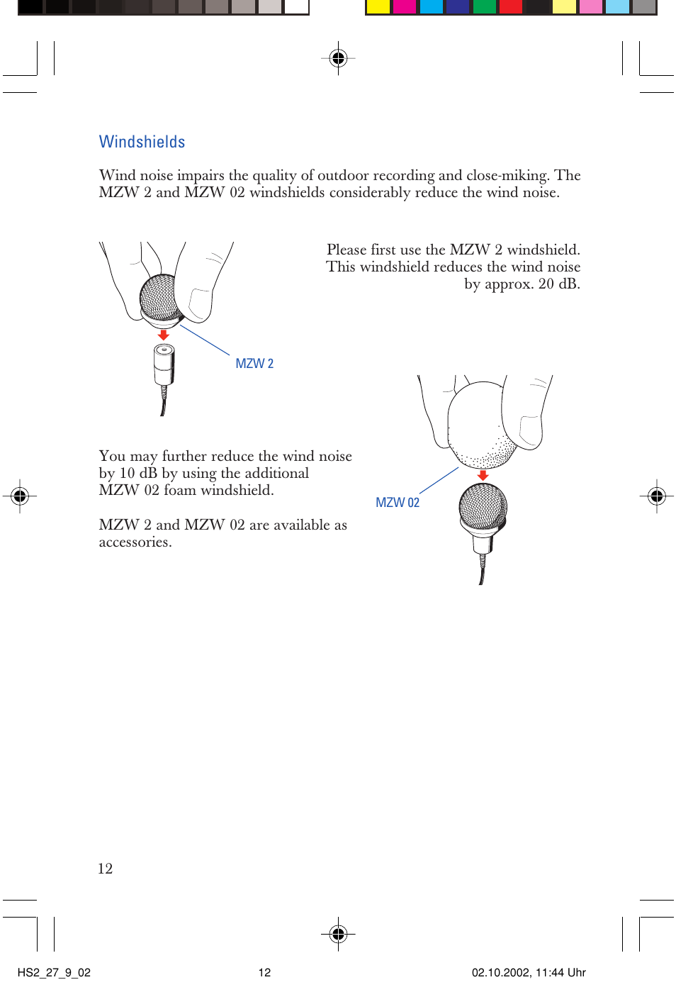 Windshields | Sennheiser SP2265FC User Manual | Page 12 / 40