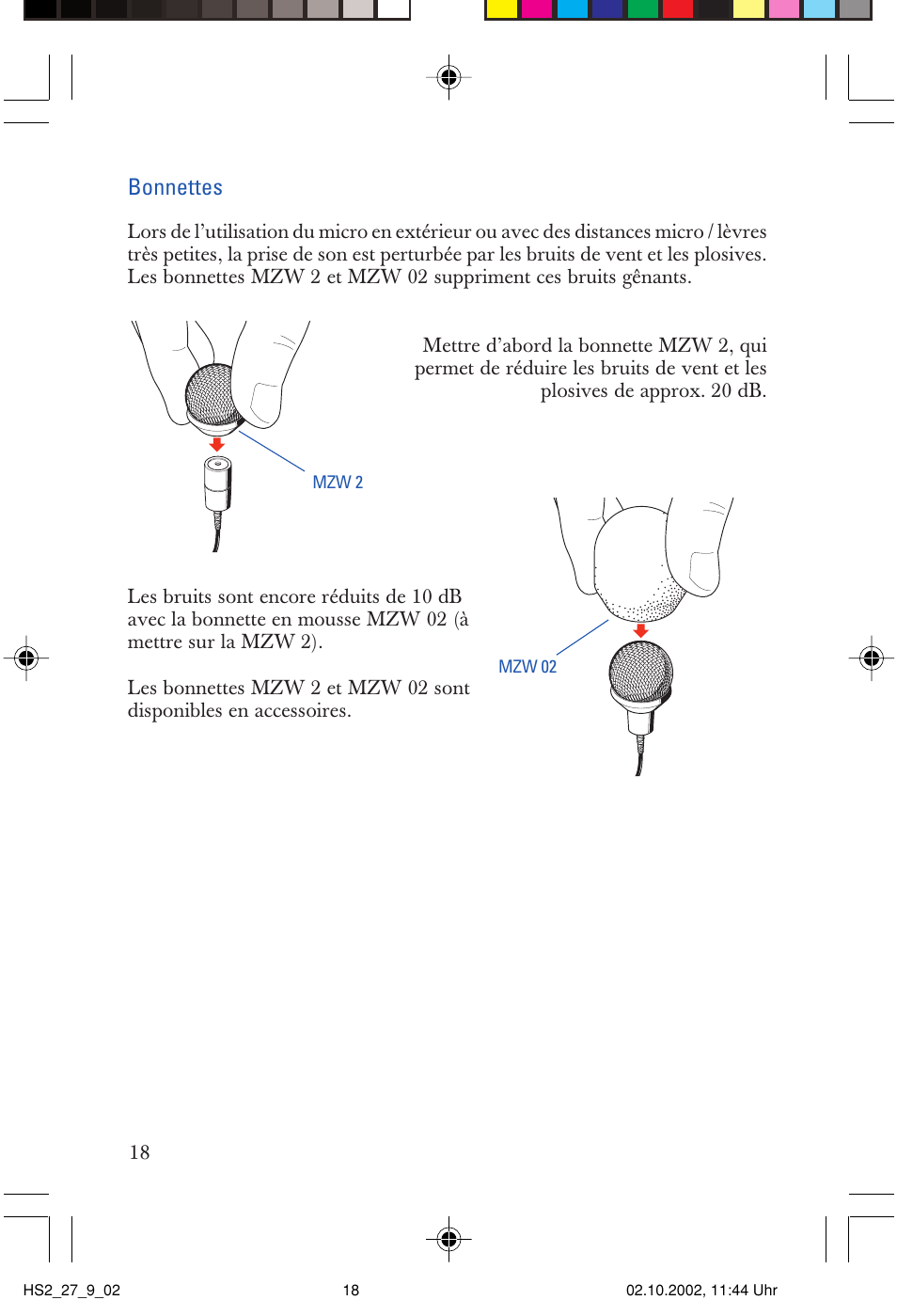 Bonnettes | Sennheiser SP2265FC User Manual | Page 18 / 40