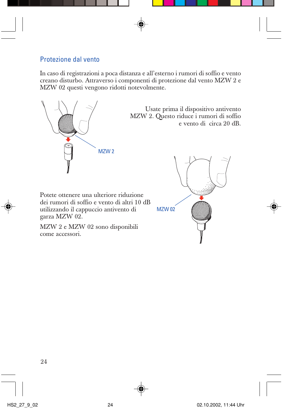 Protezione dal vento | Sennheiser SP2265FC User Manual | Page 24 / 40