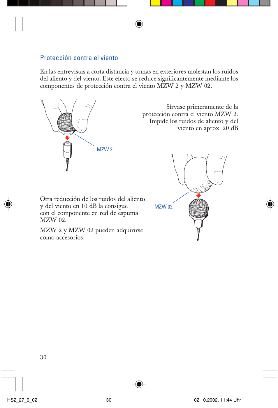 Protección contra el viento | Sennheiser SP2265FC User Manual | Page 30 / 40