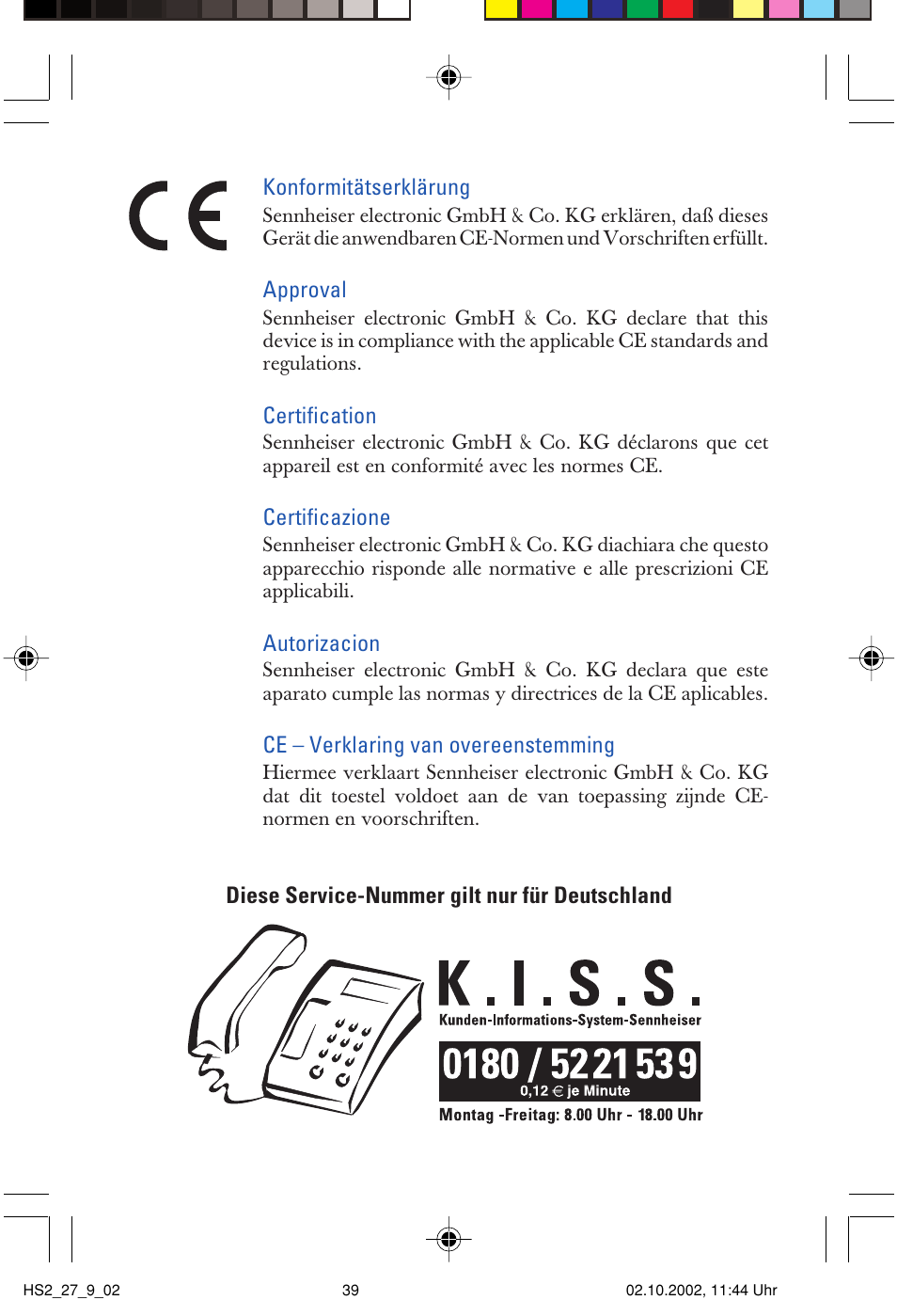 Sennheiser SP2265FC User Manual | Page 39 / 40