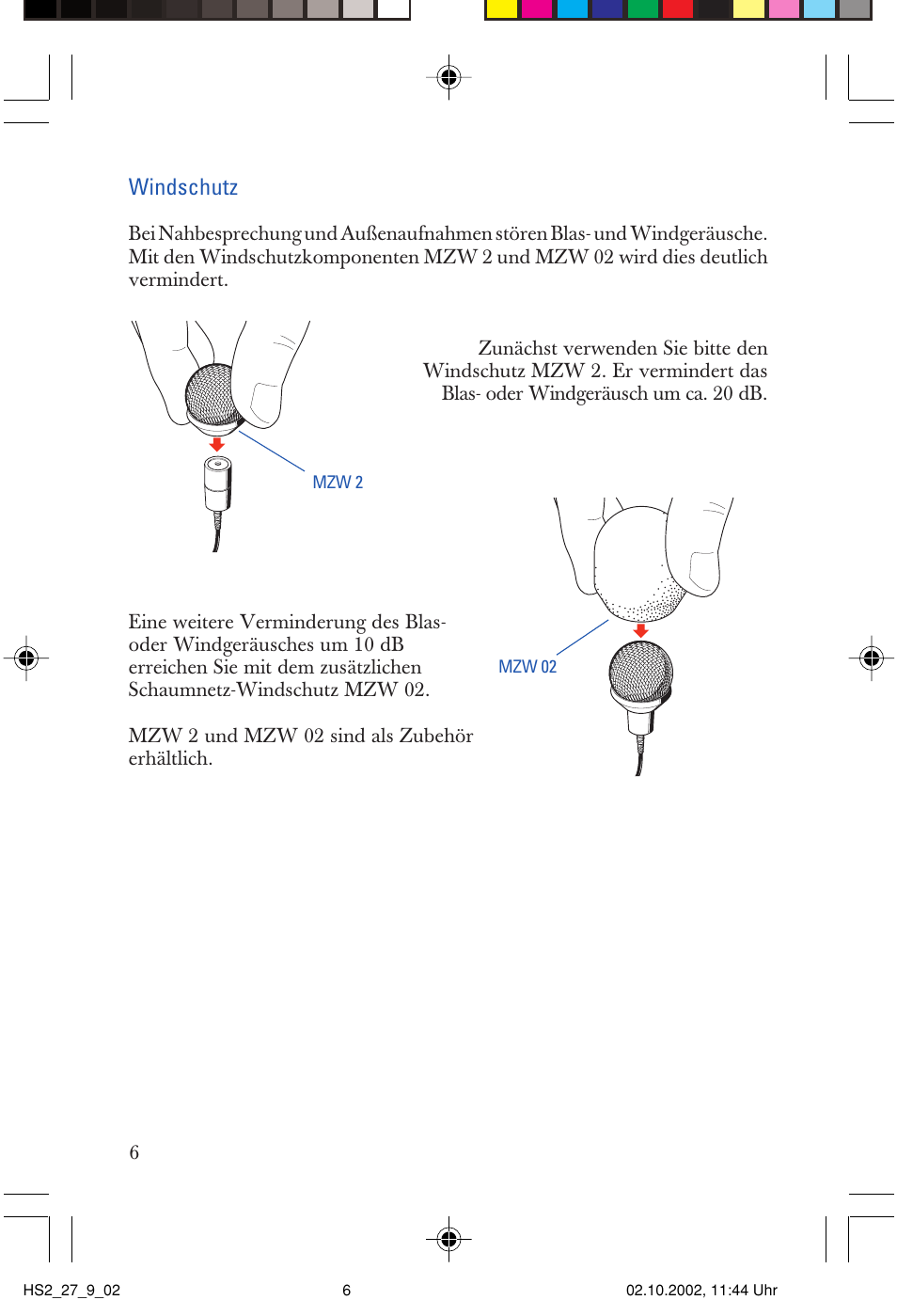 Windschutz | Sennheiser SP2265FC User Manual | Page 6 / 40