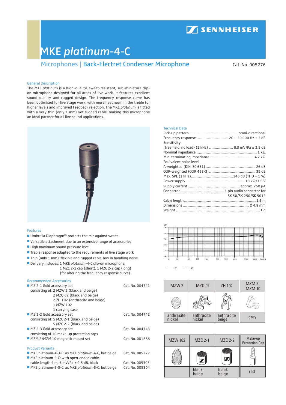Sennheiser MKE PLATINUM-4-C 5276 User Manual | 1 page