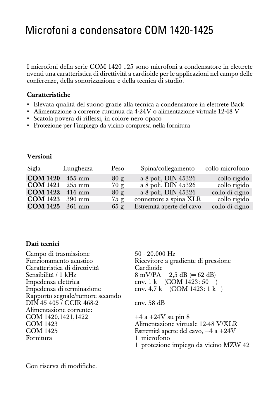 Istruzioni per l'uso | Sennheiser COM 1425 User Manual | Page 5 / 8