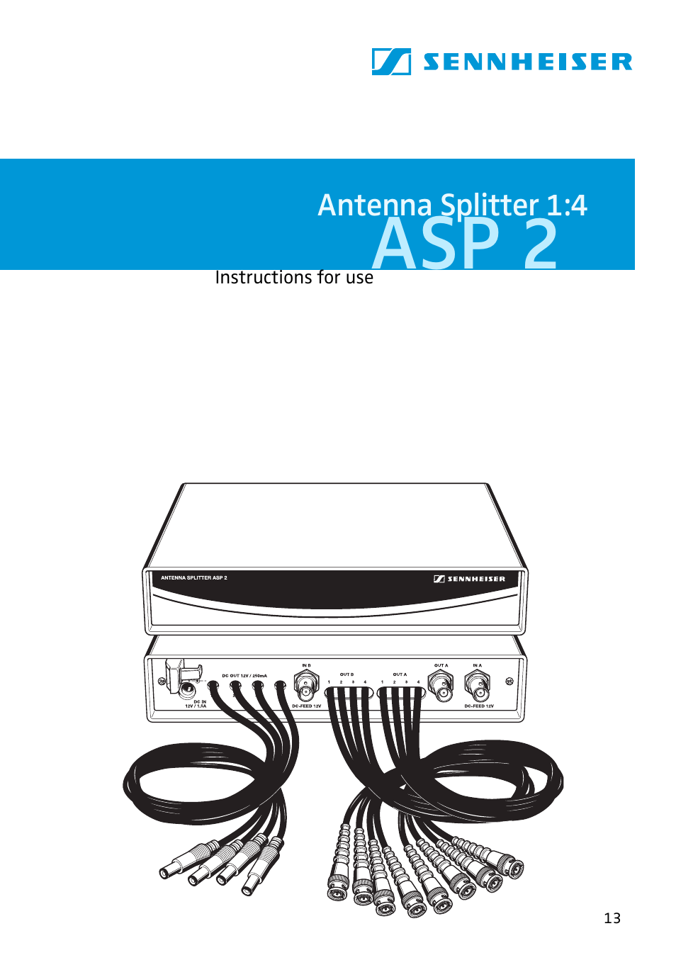 Asp 2_us, Asp 2 | Sennheiser Antenna Splitter ASP 2 User Manual | Page 13 / 49